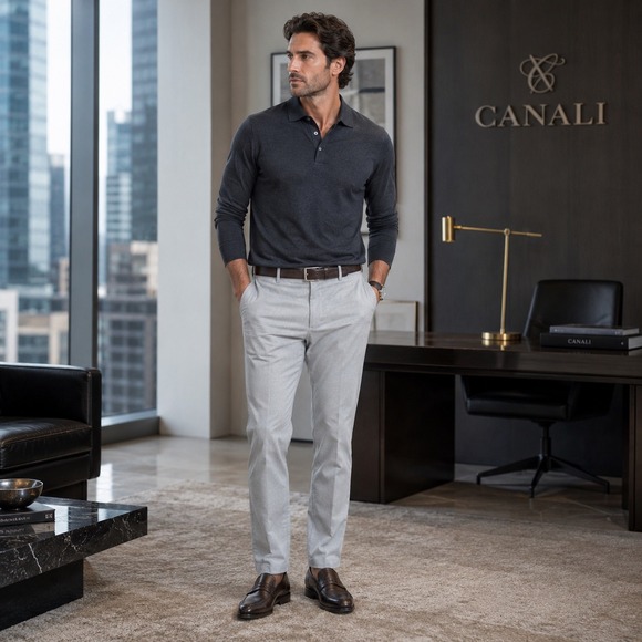 Canali Other - Canali Mens Gray Stretch Pants‎ Regular Fit Italy Quiet Luxury Designer 40x33